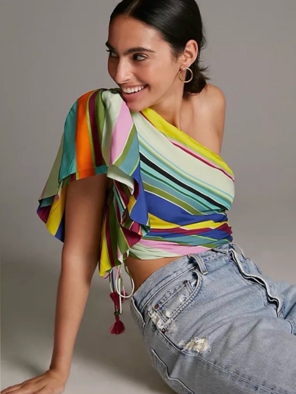 NWT Anthropologie Hope For Flowers One Shoulder Fitted Blouse size small - Picture 1 of 5